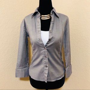 Banana Republic Stretch Gray Button Up Top